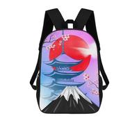 sinyumoney Kids School Backpack 3D Printed Japanese Vintage Mountain Backpack Rucksack Sports Backpacks For Boys And Girls Fashion Knapsack 17inch