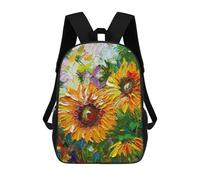 sinyumoney Kids School Backpack 3D Printed JULY SUNFLOWERS 17 Inch Backpack Rucksack Sports Backpacks for Boys And Girls Fashion Knapsack