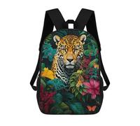sinyumoney Kids School Backpack 3D Printed Jungle Blooms Jaguar Backpack Rucksack Sports Backpacks For Boys And Girls Fashion Knapsack 17inch