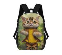 sinyumoney Kids School Backpack 3D Printed Jungle Cat Adventure Backpack Rucksack Sports Backpacks For Boys And Girls Fashion Knapsack 17inch