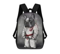 sinyumoney Kids School Backpack 3D Printed Karate Bulldog Backpack Rucksack Sports Backpacks For Boys And Girls Fashion Knapsack 17inch
