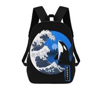 sinyumoney Kids School Backpack 3D Printed Killer Wave Backpack Rucksack Sports Backpacks For Boys And Girls Fashion Knapsack 17inch