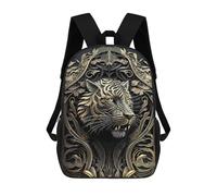 sinyumoney Kids School Backpack 3D Printed King Tiger Golden Art Deco 17 Inch Backpack Rucksack Sports Backpacks for Boys And Girls Fashion Knapsack