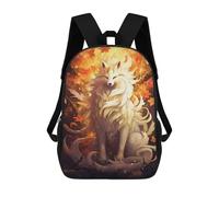 sinyumoney Kids School Backpack 3D Printed Kitsune Fox Animal 17 Inch Backpack Rucksack Sports Backpacks for Boys And Girls Fashion Knapsack