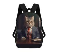 sinyumoney Kids School Backpack 3D Printed Kitty Cat Wearing A Suit Backpack Rucksack Sports Backpacks For Boys And Girls Fashion Knapsack 17inch