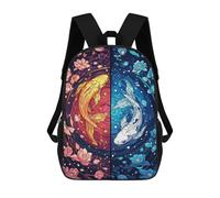 sinyumoney Kids School Backpack 3D Printed Koi Fish Ying Yang 17 Inch Backpack Rucksack Sports Backpacks for Boys And Girls Fashion Knapsack