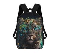 sinyumoney Kids School Backpack 3D Printed Leopard with Glasses Art Print 17 Inch Backpack Rucksack Sports Backpacks for Boys And Girls Fashion Knapsack