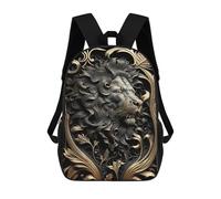 sinyumoney Kids School Backpack 3D Printed Lion Lord Golden Art Deco 17 Inch Backpack Rucksack Sports Backpacks for Boys And Girls Fashion Knapsack