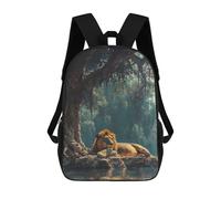 sinyumoney Kids School Backpack 3D Printed Lion Resting by Water Backpack Rucksack Sports Backpacks For Boys And Girls Fashion Knapsack 17inch