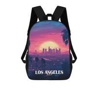 sinyumoney Kids School Backpack 3D Printed Los Angeles Sunset Skyline Illustration Backpack Rucksack Sports Backpacks For Boys And Girls Fashion Knapsack 17inch
