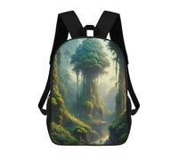 sinyumoney Kids School Backpack 3D Printed Lush Green Fantasy Jungle Landscape Backpack Rucksack Sports Backpacks For Boys And Girls Fashion Knapsack 17inch