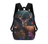 sinyumoney Kids School Backpack 3D Printed Magical Deer Butterflies Backpack Rucksack Sports Backpacks for Boys And Girls Fashion Knapsack 17inch