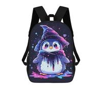 sinyumoney Kids School Backpack 3D Printed Magical Penguin Wizard Backpack Rucksack Sports Backpacks for Boys And Girls Fashion Knapsack 17inch