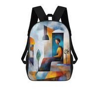 sinyumoney Kids School Backpack 3D Printed Modern Cubist Vision of The Age of Emptiness Backpack Rucksack Sports Backpacks For Boys And Girls Fashion Knapsack 17inch