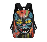 sinyumoney Kids School Backpack 3D Printed Modern Surreal Cat Backpack Rucksack Sports Backpacks For Boys And Girls Fashion Knapsack 17inch