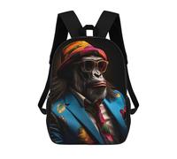 sinyumoney Kids School Backpack 3D Printed Monkey Business Backpack Rucksack Sports Backpacks For Boys And Girls Fashion Knapsack 17inch