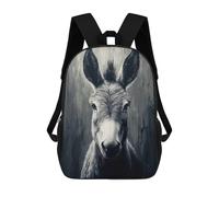 sinyumoney Kids School Backpack 3D Printed Monochrome Donkey Portrait 17 Inch Backpack Rucksack Sports Backpacks for Boys And Girls Fashion Knapsack