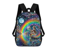 sinyumoney Kids School Backpack 3D Printed Moonlit Rainbow Dreams 17 Inch Backpack Rucksack Sports Backpacks for Boys And Girls Fashion Knapsack
