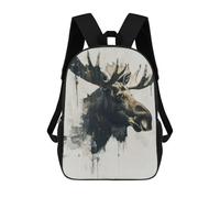 sinyumoney Kids School Backpack 3D Printed Moose Watercolor Painting Backpack Rucksack Sports Backpacks For Boys And Girls Fashion Knapsack 17inch