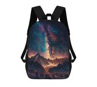 sinyumoney Kids School Backpack 3D Printed Mountains Space Milky Way Backpack Rucksack Sports Backpacks for Boys And Girls Fashion Knapsack 17inch