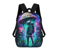 sinyumoney Kids School Backpack 3D Printed Mushroom Space Explorer Backpack Rucksack Sports Backpacks for Boys And Girls Fashion Knapsack 17inch