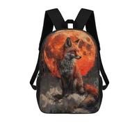 sinyumoney Kids School Backpack 3D Printed Mystical Orange Wolf Backpack Rucksack Sports Backpacks For Boys And Girls Fashion Knapsack 17inch