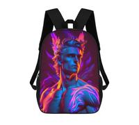 sinyumoney Kids School Backpack 3D Printed Neon Angel Statue Backpack Rucksack Sports Backpacks For Boys And Girls Fashion Knapsack 17inch