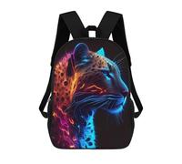 sinyumoney Kids School Backpack 3D Printed Neon Leopard Portrait Backpack Rucksack Sports Backpacks For Boys And Girls Fashion Knapsack 17inch