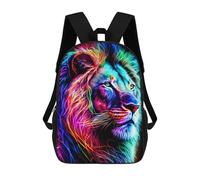 sinyumoney Kids School Backpack 3D Printed Neon Lion Backpack Rucksack Sports Backpacks For Boys And Girls Fashion Knapsack 17inch