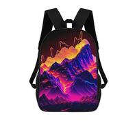 sinyumoney Kids School Backpack 3D Printed Neon Mountain Landscape Backpack Rucksack Sports Backpacks For Boys And Girls Fashion Knapsack 17inch