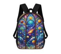 sinyumoney Kids School Backpack 3D Printed Neon Space Stained Glass Backpack Rucksack Sports Backpacks For Boys And Girls Fashion Knapsack 17inch