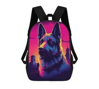 sinyumoney Kids School Backpack 3D Printed Neon Wolf Cityscape Backpack Rucksack Sports Backpacks For Boys And Girls Fashion Knapsack 17inch