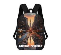 sinyumoney Kids School Backpack 3D Printed New York Manhattan Streets Backpack Rucksack Sports Backpacks For Boys And Girls Fashion Knapsack 17inch