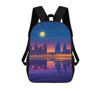sinyumoney Kids School Backpack 3D Printed Night Cityscape Reflection Backpack Rucksack Sports Backpacks For Boys And Girls Fashion Knapsack 17inch