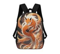 sinyumoney Kids School Backpack 3D Printed Nine-tailed Fox Animal 17 Inch Backpack Rucksack Sports Backpacks for Boys And Girls Fashion Knapsack