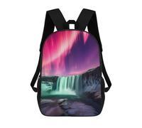 sinyumoney Kids School Backpack 3D Printed Northern Lights Waterfall Backpack Rucksack Sports Backpacks for Boys And Girls Fashion Knapsack 17inch