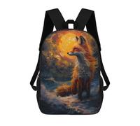 sinyumoney Kids School Backpack 3D Printed Ocean Wave Fox Backpack Rucksack Sports Backpacks For Boys And Girls Fashion Knapsack 17inch