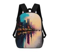 sinyumoney Kids School Backpack 3D Printed Oil Paint City 2 Backpack Rucksack Sports Backpacks For Boys And Girls Fashion Knapsack 17inch