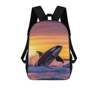 sinyumoney Kids School Backpack 3D Printed Orca Leaping Sunset in Icy Waters Backpack Rucksack Sports Backpacks For Boys And Girls Fashion Knapsack 17inch