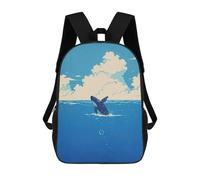 sinyumoney Kids School Backpack 3D Printed Orca Whale Breaching Ocean Surface Backpack Rucksack Sports Backpacks for Boys And Girls Fashion Knapsack 17inch