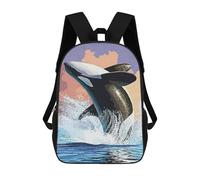 sinyumoney Kids School Backpack 3D Printed Orca Whale Vintage Backpack Rucksack Sports Backpacks For Boys And Girls Fashion Knapsack 17inch