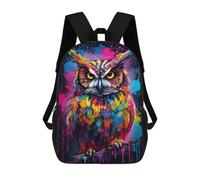sinyumoney Kids School Backpack 3D Printed Owl Painting Bird Backpack Rucksack Sports Backpacks For Boys And Girls Fashion Knapsack 17inch