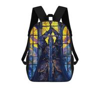 sinyumoney Kids School Backpack 3D Printed Paladin Stained Glass Backpack Rucksack Sports Backpacks For Boys And Girls Fashion Knapsack 17inch