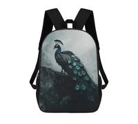 sinyumoney Kids School Backpack 3D Printed Peacock in Fog Backpack Rucksack Sports Backpacks For Boys And Girls Fashion Knapsack 17inch