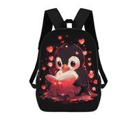 sinyumoney Kids School Backpack 3D Printed Penguin Hearts Books Backpack Rucksack Sports Backpacks For Boys And Girls Fashion Knapsack 17inch
