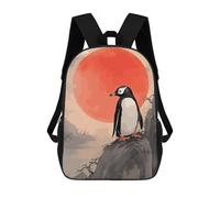 sinyumoney Kids School Backpack 3D Printed Penguin Japanese Painting Backpack Rucksack Sports Backpacks For Boys And Girls Fashion Knapsack 17inch
