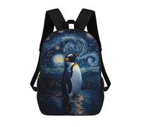 sinyumoney Kids School Backpack 3D Printed Penguin Under Starry Night Backpack Rucksack Sports Backpacks for Boys And Girls Fashion Knapsack 17inch
