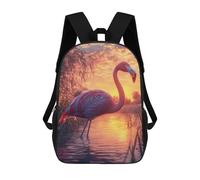sinyumoney Kids School Backpack 3D Printed Pink Flamingo Sunset Backpack Rucksack Sports Backpacks for Boys And Girls Fashion Knapsack 17inch