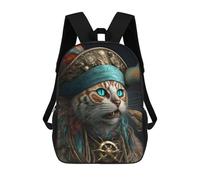 sinyumoney Kids School Backpack 3D Printed Pirate Cat Backpack Rucksack Sports Backpacks For Boys And Girls Fashion Knapsack 17inch