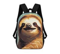 sinyumoney Kids School Backpack 3D Printed Pixel Art Cute Sloth Face Backpack Rucksack Sports Backpacks For Boys And Girls Fashion Knapsack 17inch